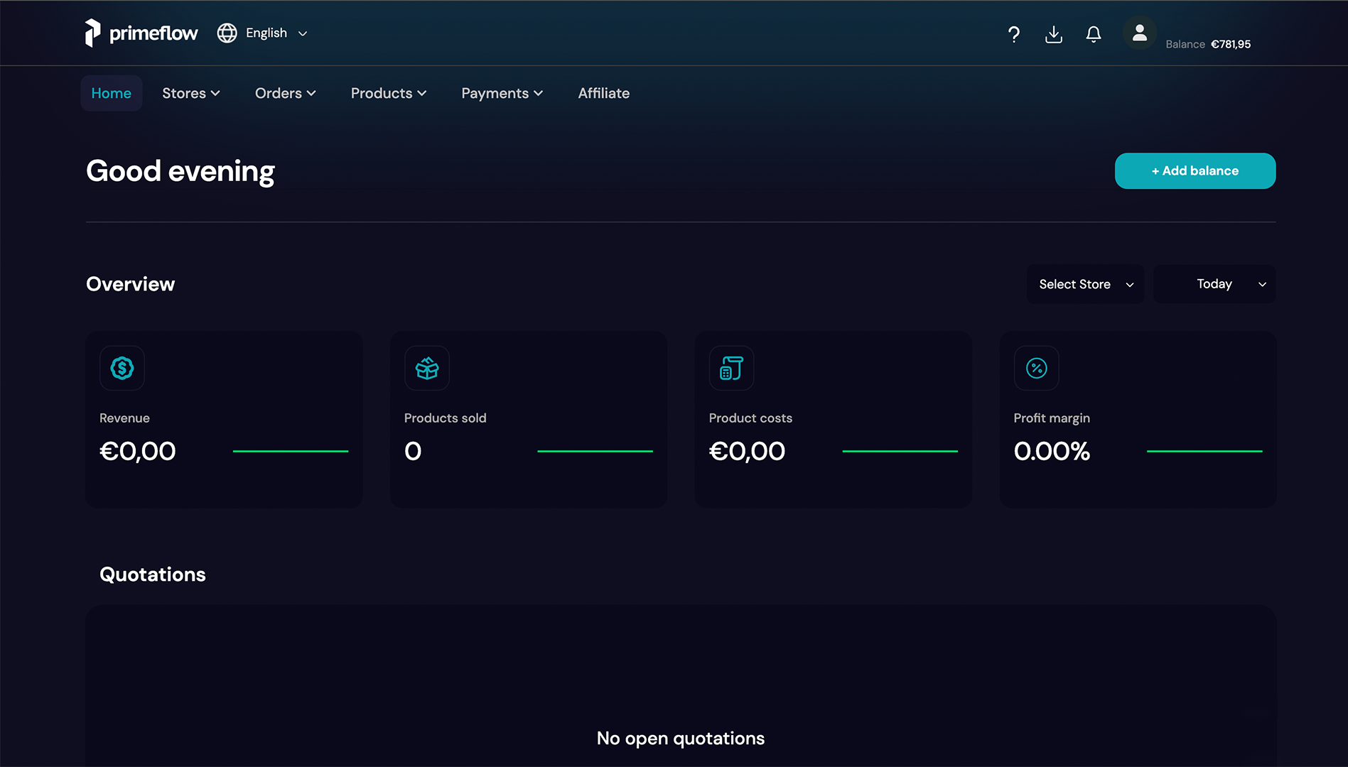 PrimeFlow platform dashboard overview