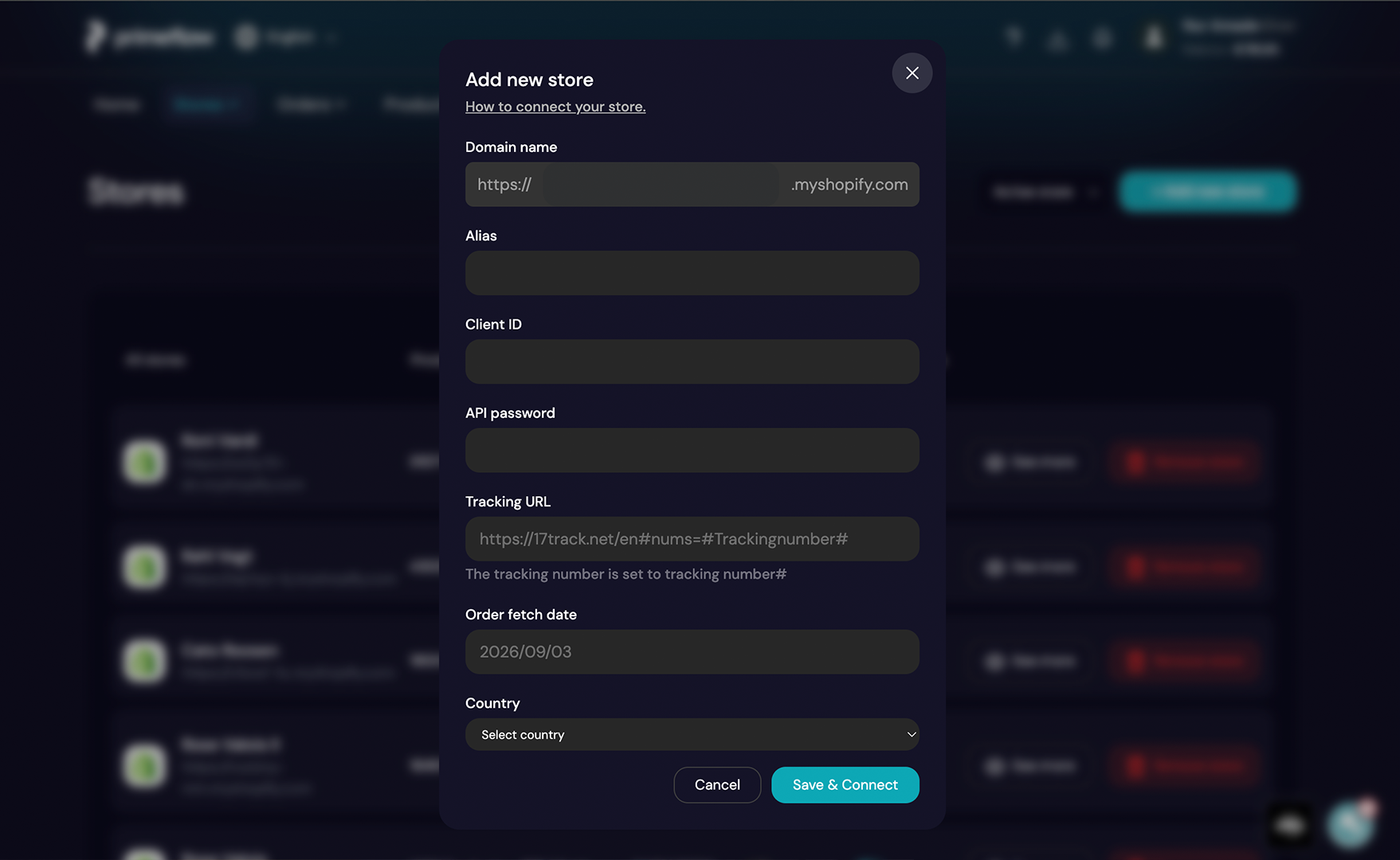 PrimeFlow process: Connect your store